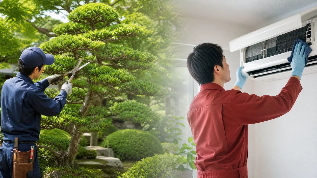 庭木の剪定と室内のお掃除を紹介するサービスのイメージ画像